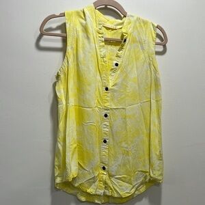 𝅺alternative Tie Dye Yellow and White Button Down Tank Top